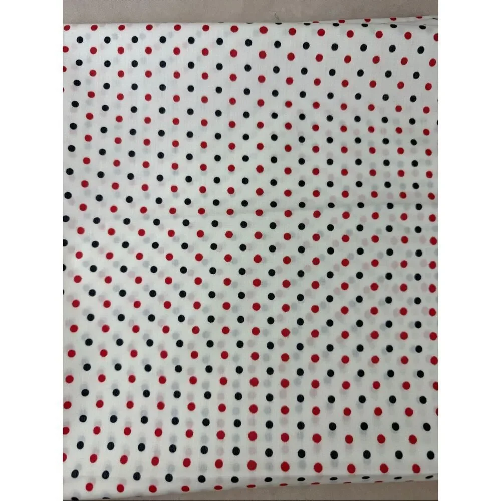 Vintage Fabric Polkadot Navy and Red 45x45” Kitschy